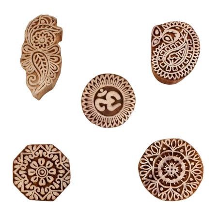 Set of 5 Piece New Mix Wooden Printing Blocks